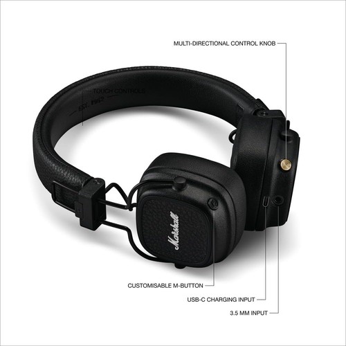 Marshall - Major V Wireless On-Ear Headphones - Black - Picture 3 of 6