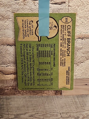 Topps Cliff Branch #305 NFL 1978 - Imagen 2 de 2