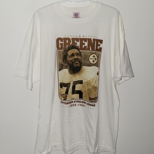 Vintage Mean Joe Greene T-Shirt Men's Size XL Pittsburgh Steelers Portrait White