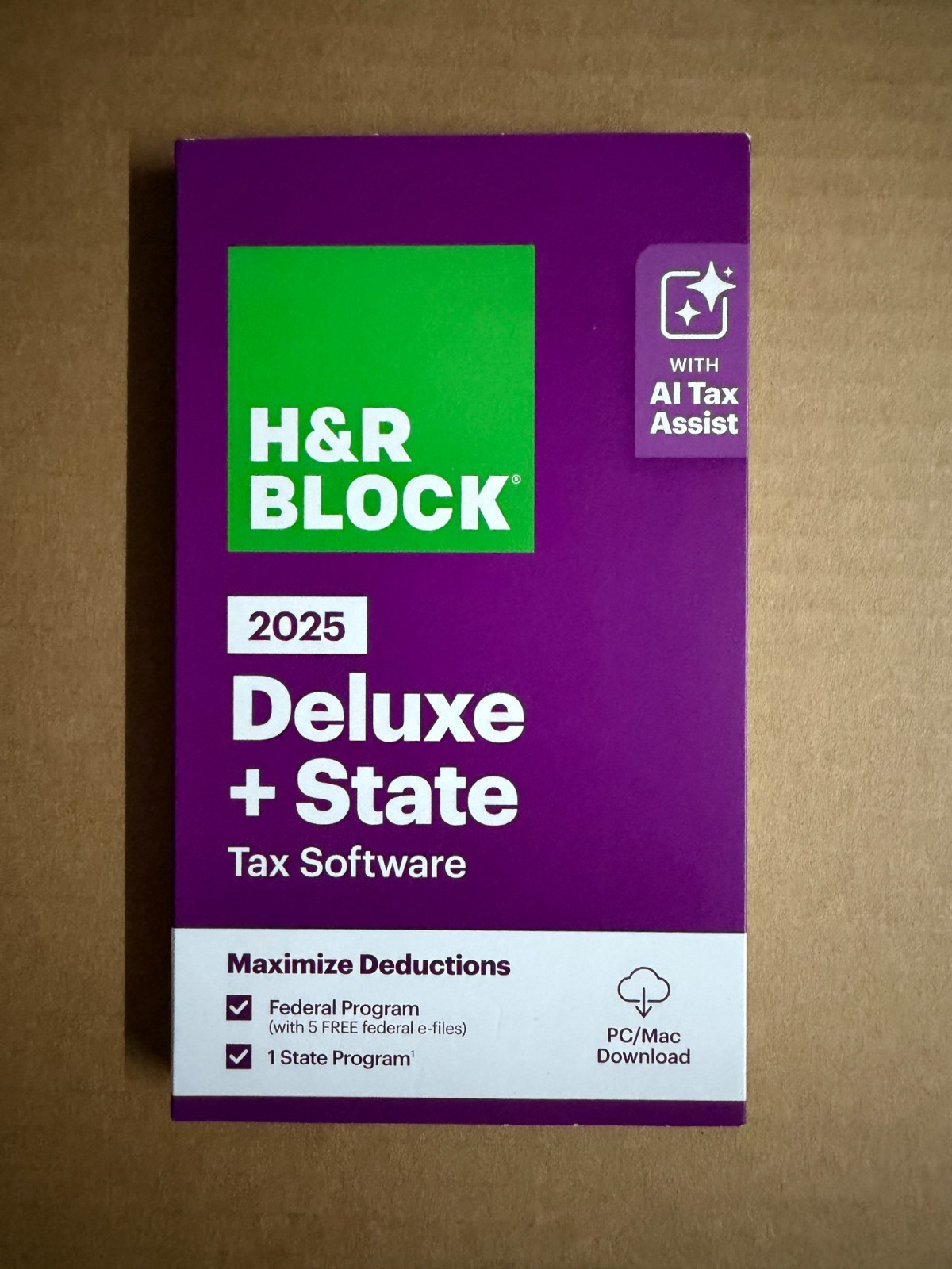 H&R Block Tax Software Deluxe + State 2025 Key Card PC/Mac #8616