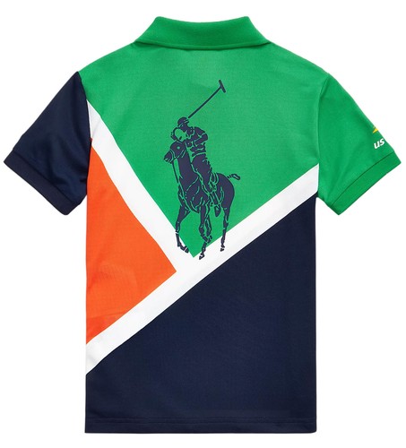 Polo Ralph Lauren Boys US Open Ball Crew Performance Polo Shirt 2T Green Multi - Picture 2 of 2