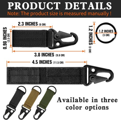 Tactical Gear Clip Nylon Key Ring Holder Belt Keychain Hooks Utility Ring Buckle - Picture 3 of 15