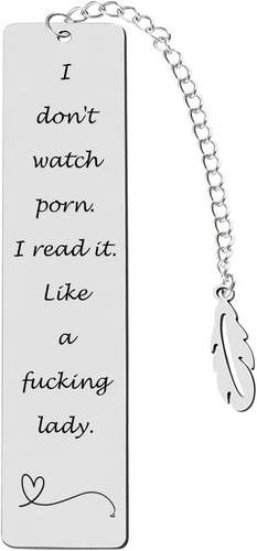 Metal Bookmark Gift, 'I Don'T Watch Porn. I Read It like a Lady' Stainless St... - Picture 10 of 12