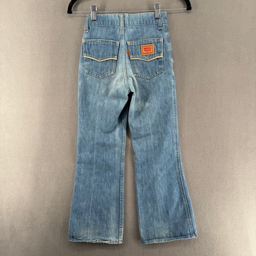 Vtg 70s Levis SF 207 Orange Tab Flare Leg Kids Slim 10 Blue High Waist Talon Zip - Picture 4 of 22