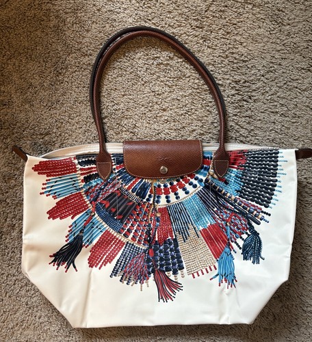 New Women’s Longchamp Le Pilage Maasai Tote Shoulder Bag Cream