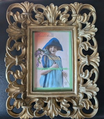 Lot of 2 Vintage Heavy Ornate Gold Art Picture Wall Frames Mid-century RETRO 9x7
