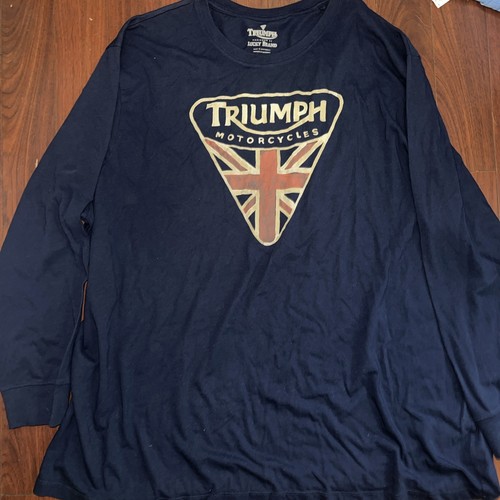 Men’s Lucky Brand 4XL Big And Tall T Shirt Triumph Motorcycles Navy Blue - Picture 2 of 5