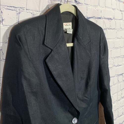 Talbots Damen Vintage irischer Leinen Blazer schwarz Größe 4P Business adrett altes Geld - Bild 2 von 5