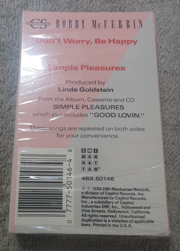 1988 Bobby McFerrin Don't Worry Be Happy  - Simple Pleasures Cassette Works - Picture 2 of 4
