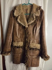 Vintage Brown Penny Lane Style Jacket Groovy 70s Hippie Boho Coat Made In Turkey
