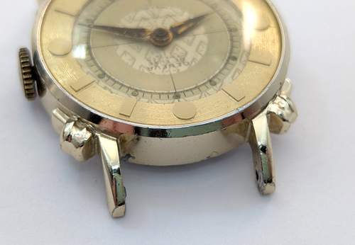 Vintage GENEVA De Luxe Jewelled Gold Tone 30mm Swiss Watch Movement PARTS REPAIR - Picture 11 of 14