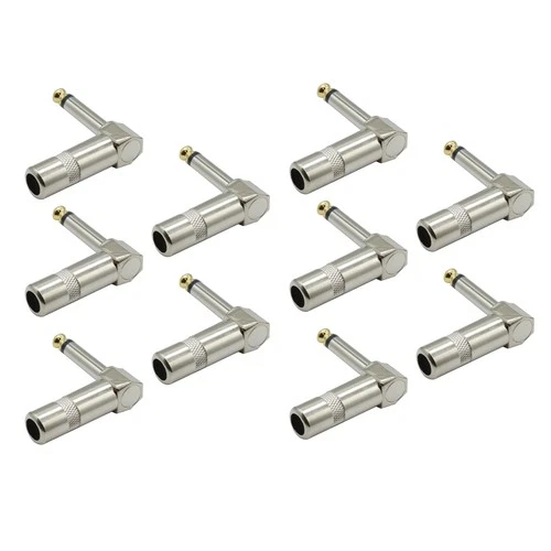 10PCS 1/4 TS Right Angle Mono Microphone Plug With a 6.35mm audio plug