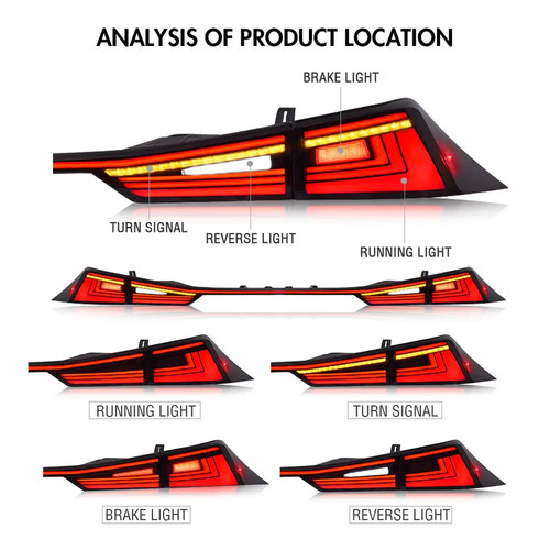 Left Right LED Tail Lights For 2014-21 Lexus IS250, IS300, IS350, IS500, IS200t - Picture 8 of 10
