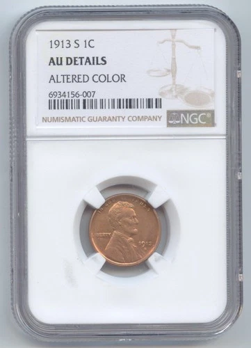 1913-S Lincoln Wheat Cent, NGC AU Details, Scarce S Mint
