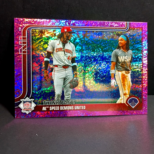 THINK FAST! 2025 Topps Series 2 PINK HOLO FOIL #639 (Elly / Abrams) Speed Demons - Picture 2 of 7