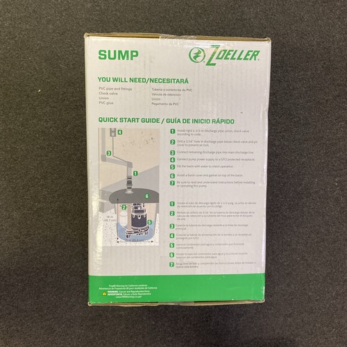 Zoeller 1052 1/3 HP Pompa sommersa in ghisa 115V 48 GPM - Foto 3 di 3