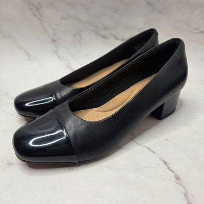 #ad Clarks Collection Black Leather Classic Pumps Heels Office Work Women#x27;s 7.5 $27.99
