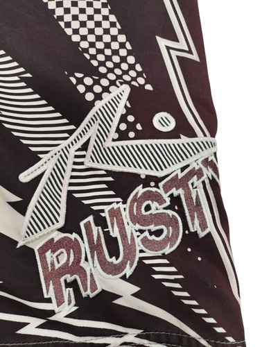 Rusty Board Shorts Men's Size 34 Brown/White Surf Beach Lightning Pattern  - Picture 2 of 10