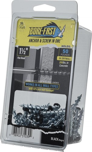 Anclajes para paneles de yeso Borefast, tiene capacidad para 50 libras en paneles de yeso y 200 libras en concreto... - Imagen 8 de 8