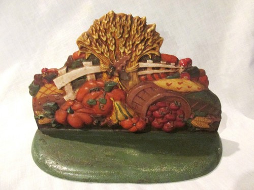 Vtg. Midwest Cast Iron Painted Fall Harvest Door Stop Farmhouse Decor - Picture 2 of 10