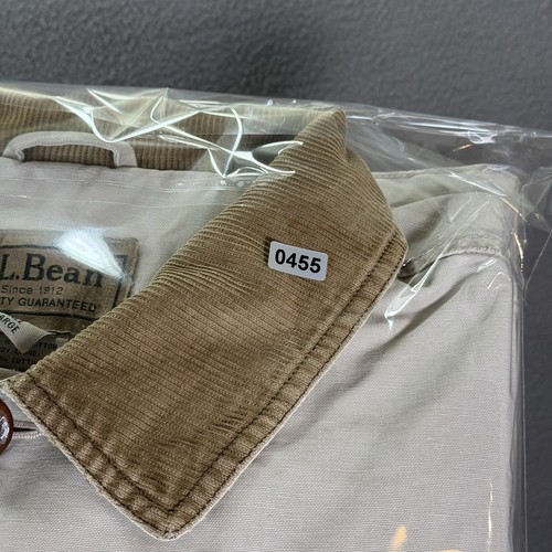 LL Bean Jacket Mens Large Tall Beige Canvas Barn Chore Lined Distressed Workwear - Picture 23 of 23