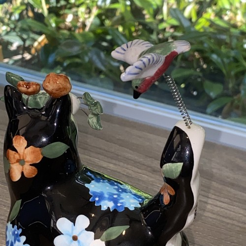 AMY LACOMBE ANNACO CREATIONS #24810 WHIMSICLAY FLORAL CAT W/BIRD ON TAIL - Picture 17 of 18