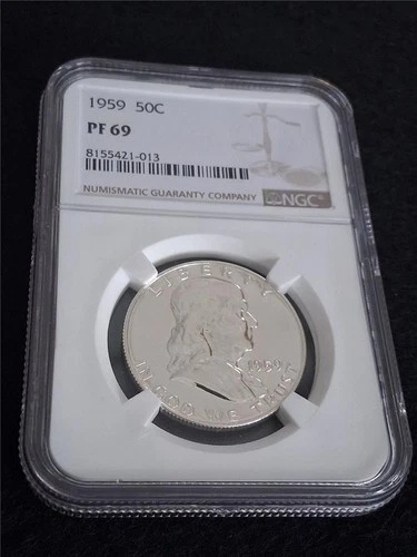 1959 Ben Franklin 50C 90% SILVER HALF DOLLAR NGC PF 69                  #MF-0650