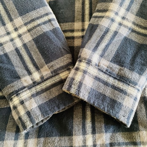 Bass Pro Outdoor Kids XL Flannel Snap Close Sherpa-Lined Jacket Dark Blue Plaid - Picture 10 of 16