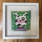 Animated Spotted Dog In A Shirt ~ 11 x 11  Framed Wall Art