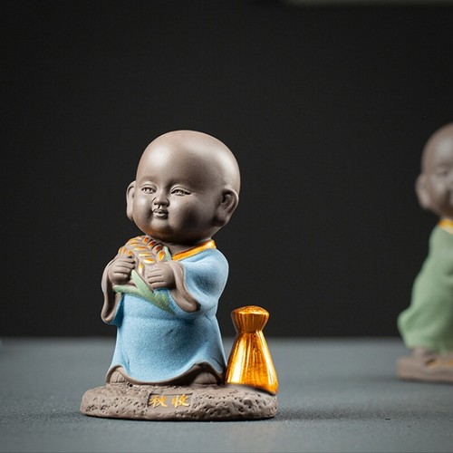 creative tea pet Zen style monk statue table house warming gift purple clay new - Picture 8 of 12