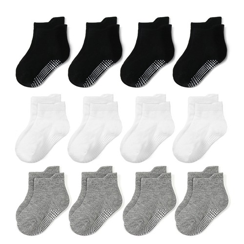 12 pares de calcetines antideslizantes al tobillo para niños pequeños bebé niño algodón agarre deslizamiento bebés - Imagen 16 de 18