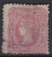 c. 1860 VIC 4d Red QV Beaded Ovals Victoria Australia    REF: QVB106