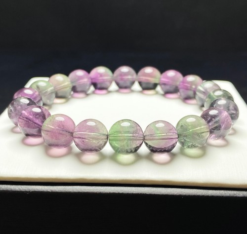 10mm Natural Color Fluorite Crystal Quartz Beads Bracelet C930 - Picture 6 of 7