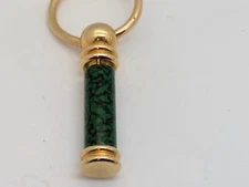 Faux Marble Style Green and Gold Toned Keychain