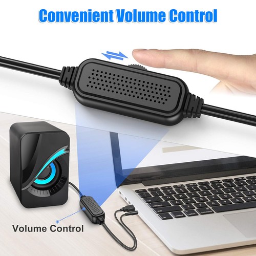 3.5mm Mini Computer Speakers Stereo Bass Sound RGB USB Wired for Desktop Laptop - Picture 5 of 7