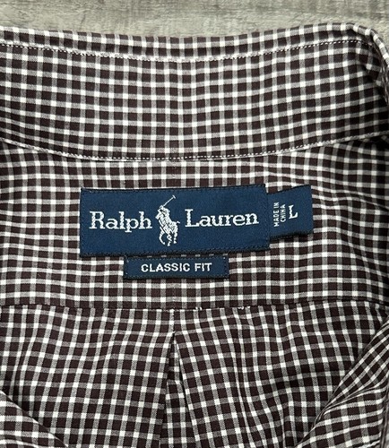 Polo Ralph Lauren Mens Classic Fit Button Up Down Shirt Large Plaid Brown Preppy - Picture 2 of 3
