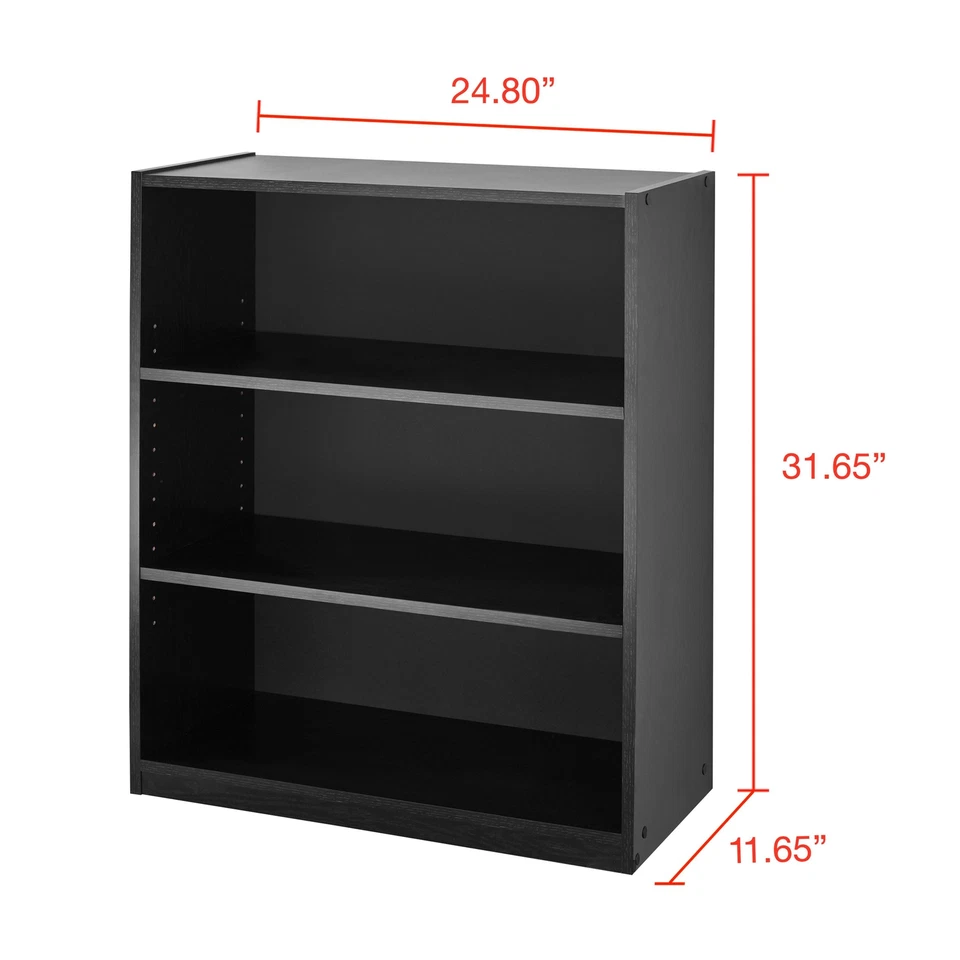 31" 3 Shelf Bookcase, Black - Image 2 of 2