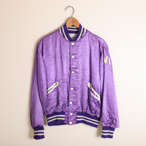 Vintage 50s 1950s Fitt-Bro Athletic Satin Jacket New Rochelle Purple Size 40 M - Picture 2 of 15