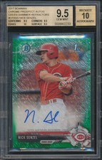 BGS 9.5 2017 Bowman Chrome NICK SENZEL Green Shimmer AUTO /99 Reds GEM MINT