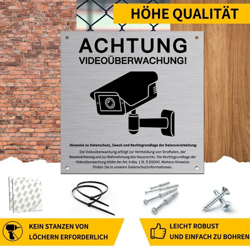 2 Stück Achtung Videoüberwachung Schild Privatgrundstück mit DSGVO Hinweis 15... - Picture 4 of 7