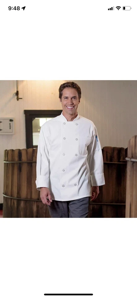 Uncommon Threads Unisex Classic Chef Coat Cook Jacket with 10 Buttons Size Large - Image 2 of 4