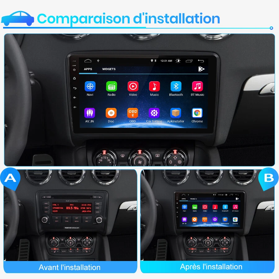 9"Android 12 Autoradio GPS Navigator WIFI RDS DAB+ Pour Audi TT MK2 8J 2006-2014 - Photo 3/4