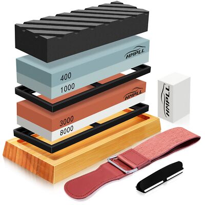 Knife Sharpening Stone Set, Whetstone Knife Sharpener Stone Set 4 Side Grit 4...
