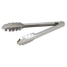 Utility Tong Coiled Spring Scalloped Edges Heavyweight Stainless Steel 9"