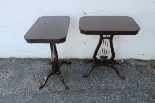 Mahogany Harp Claw Feet Side End Tables A Pair 5441 - Picture 5 of 18