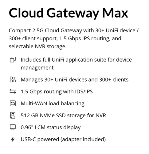Ubiquiti UniFi Cloud Gateway Max | UCG-Max | 512GB SSD NVR | 5x2.5G RJ45 - Picture 3 of 7