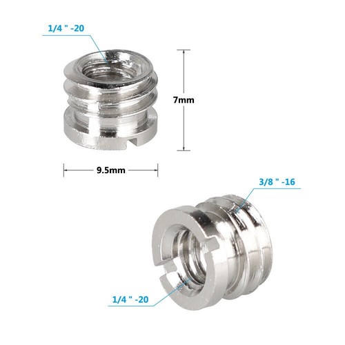 1/4" 3/8" Doble Tuerca Trípode Montaje Tornillo Macho Hembra Zapata Caliente Flash Adaptador Cámara - Imagen 15 de 39