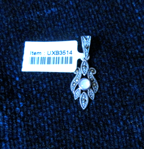 Gems TV Pale Pink Mother of Pearl and Marcasite Sterling Silver Pendant - Picture 4 of 4