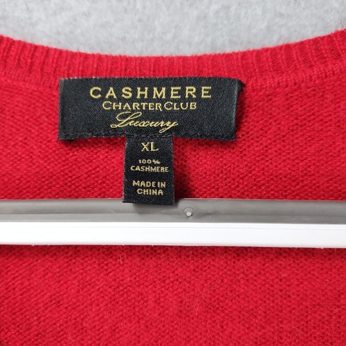 Charter Club Men's Sweater Red Size XL Luxury 100% Cashmere LS Pullover V-Neck - Bild 2 von 7