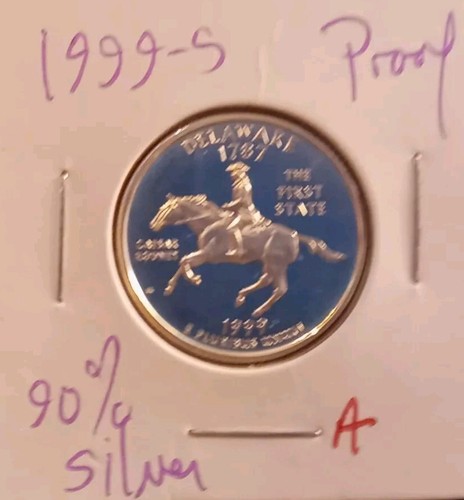 1999 S Delaware CEASAR PROOF 90% Silver 1787 Washington State QUARTER Horse 1stS - Picture 2 of 6